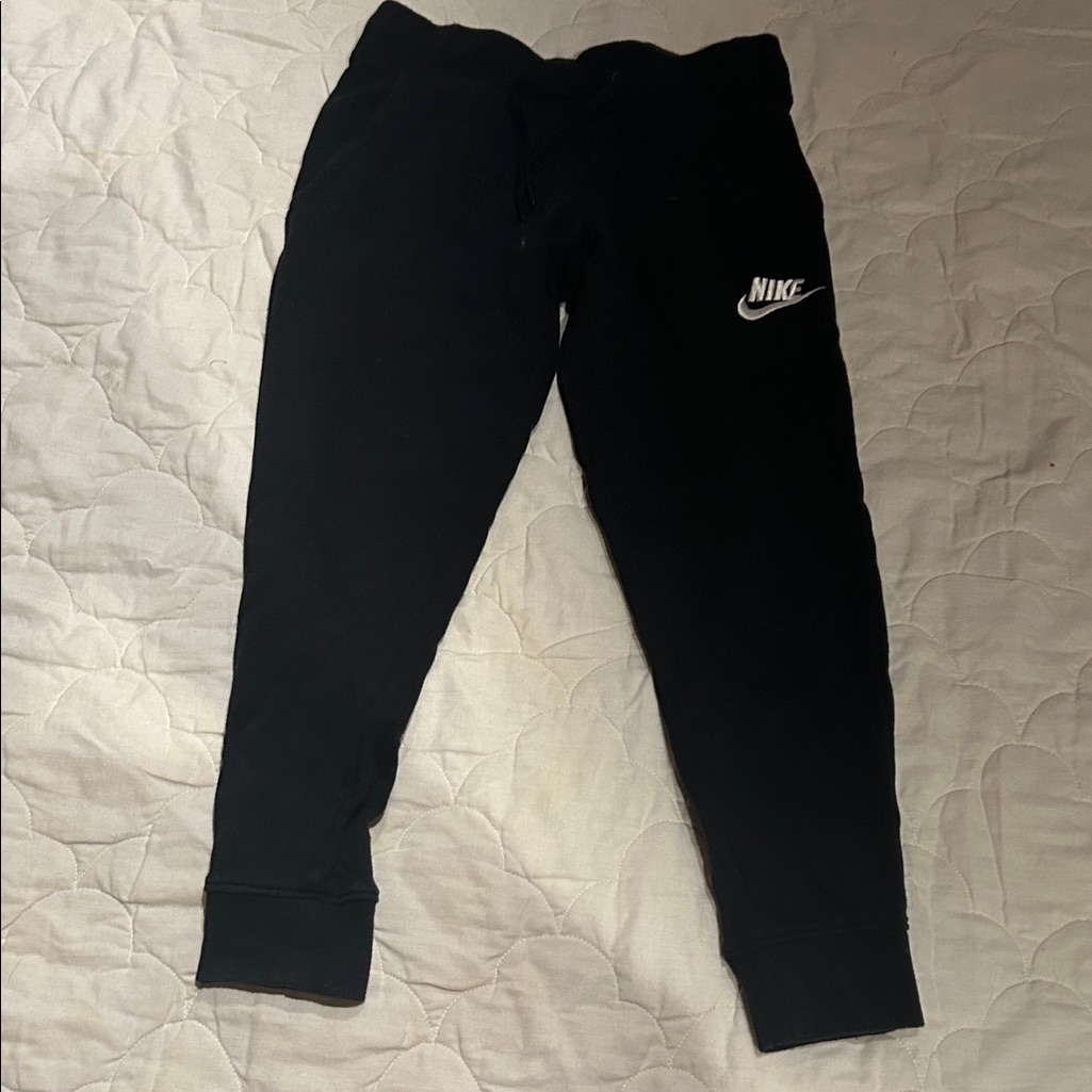 Nike Kids Black Sweatpants With White Logo